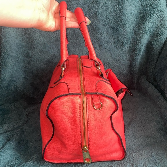 DIMONI Salmon Leather Large Satchel Two Way with Removable Crossbody Strap EUC - Picture 7 of 16